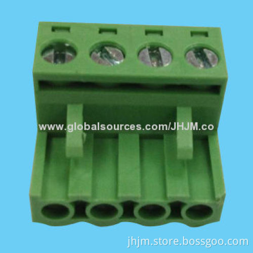 Terminal connector with ears,5.00mm 5.08mm 7.62mm pitch,female,2-24 poles,green color,PCB mounting